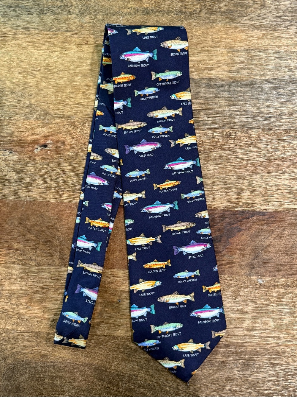 🎣 🐟 The Trout Family Navy Blue Assorted Trout Fish Tie 🎣 🐠